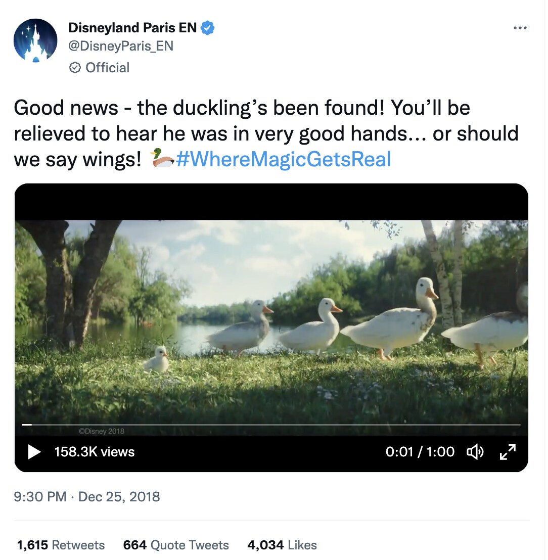 Disneyland Paris Little Duck campaign - brand storytelling example