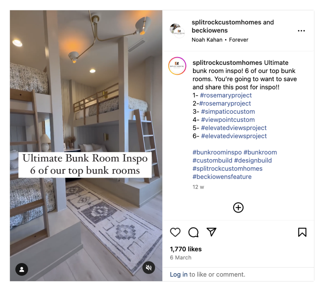 Split Rock Custom Homes' strategy was to partner with Interior designer and home decor influencer Becki Owens to spread social media awareness. 