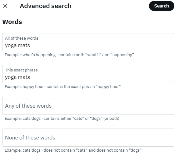 Twitter Advanced Search Keywords