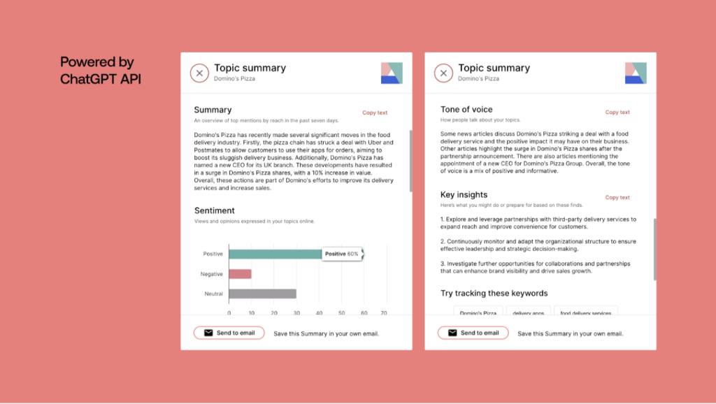 Screenshot of Determ Synthia AI media monitoring tool