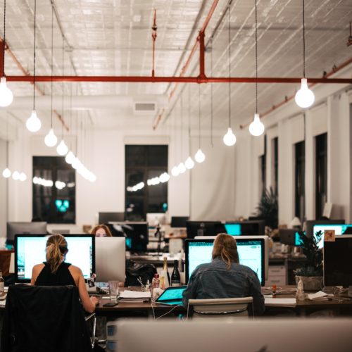 people working in an office