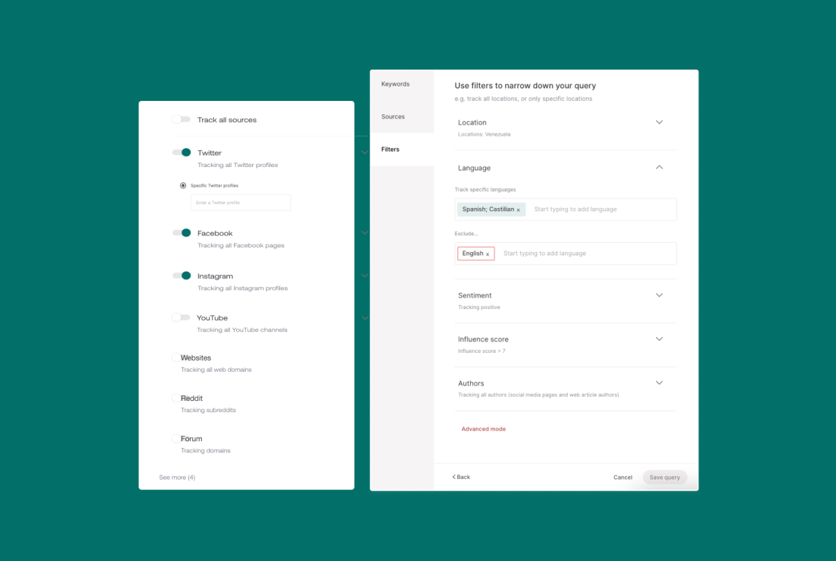 Monitoring Filters & sources